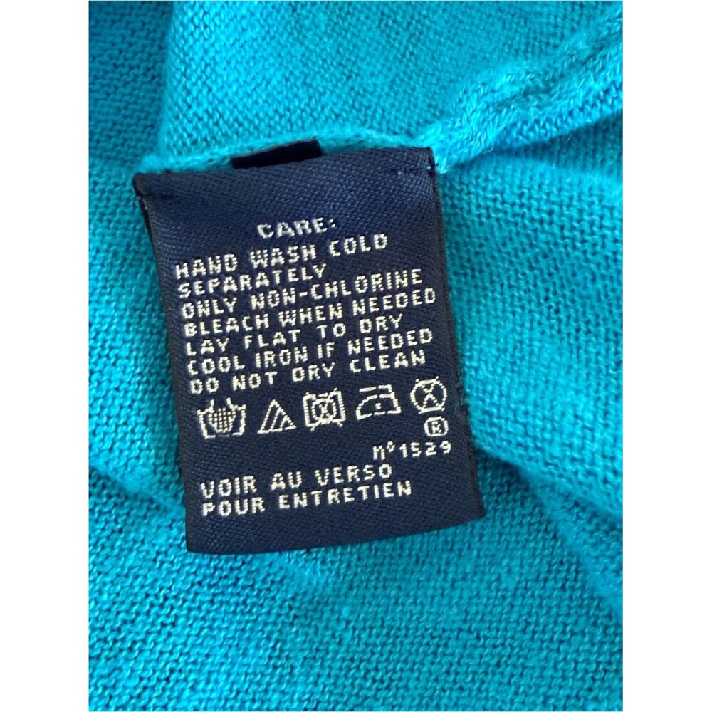Ralph Lauren Sport Teal V-Neck Button Cardigan Cotton Linen XL Pony Logo Preppy - Picture 14 of 15